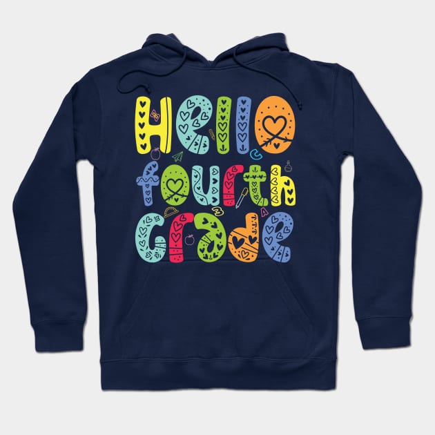 Hello fourth grade 4th Grade Team Back To School Teacher Kid Hoodie by Gaming champion